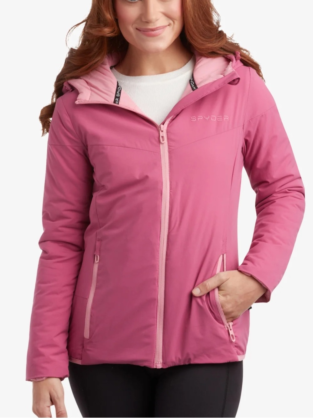 Spyder Women's Spyderlite Jacket with Hood, Rosewood, Size Large, NWT